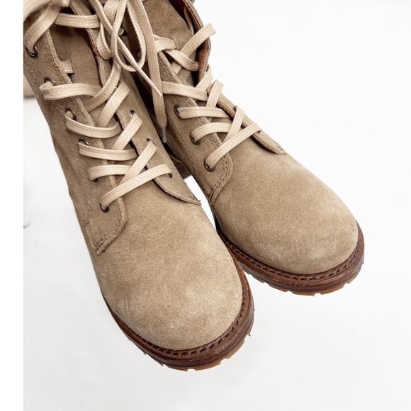 FRYE SABRINA 6G LACE UP Boots Tan Suede Block Heel Ankle Booties size 6 - Picture 8 of 10